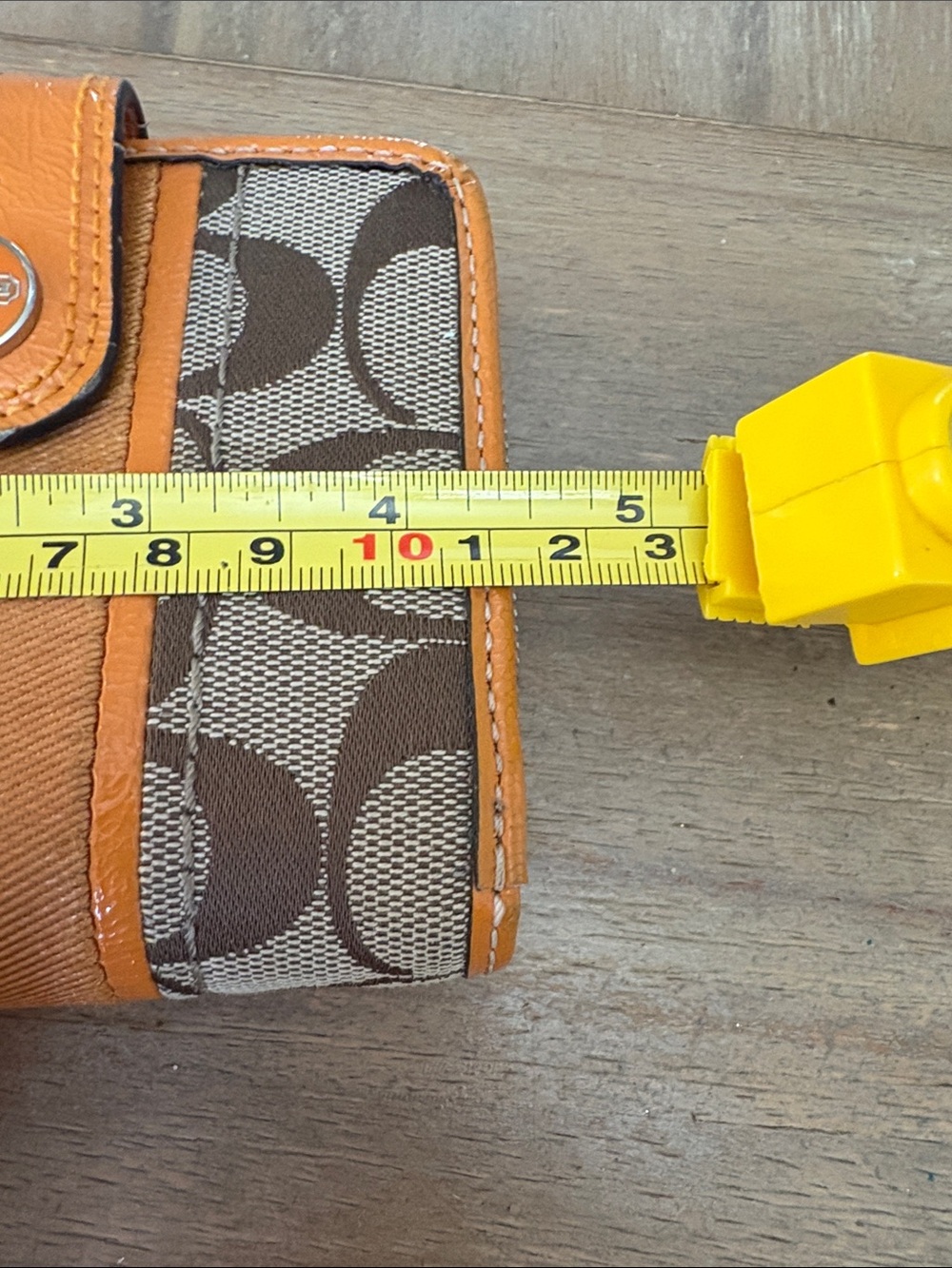 Coach Brown Signature Canvas Wallet with Orange Trim - Picture 7 of 8